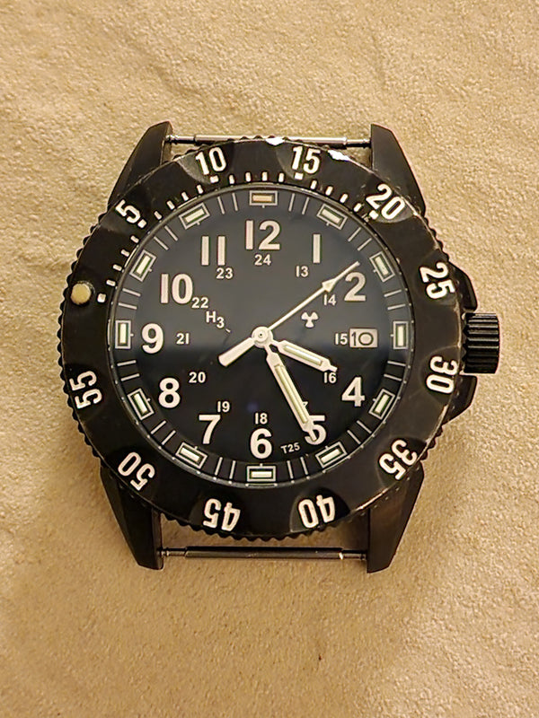 MWC P656 Titanium Tactical Series Watch with GTLS Tritium, 24 Jewel Automatic Movement and Sapphire Crystal (Date Version) - Running Fine but Needs Adjustment to Hand Setting