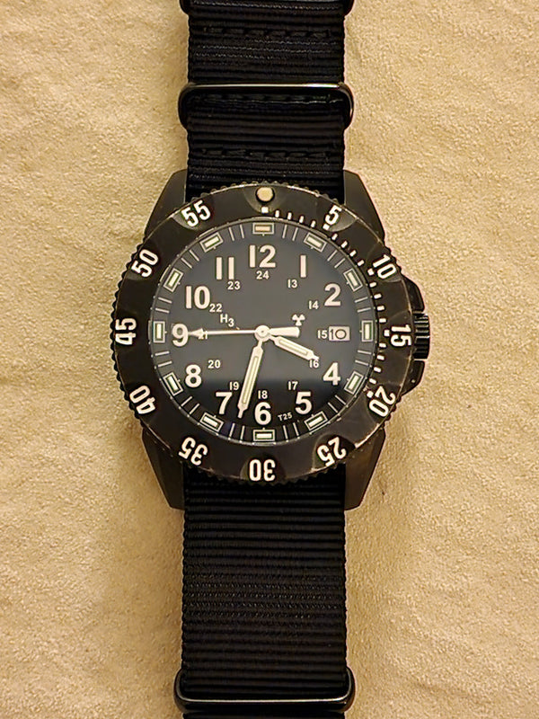 MWC P656 Titanium Tactical Series Watch with GTLS Tritium, 24 Jewel Automatic Movement and Sapphire Crystal (Date Version) - Running Fine but Needs Adjustment to Hand Setting