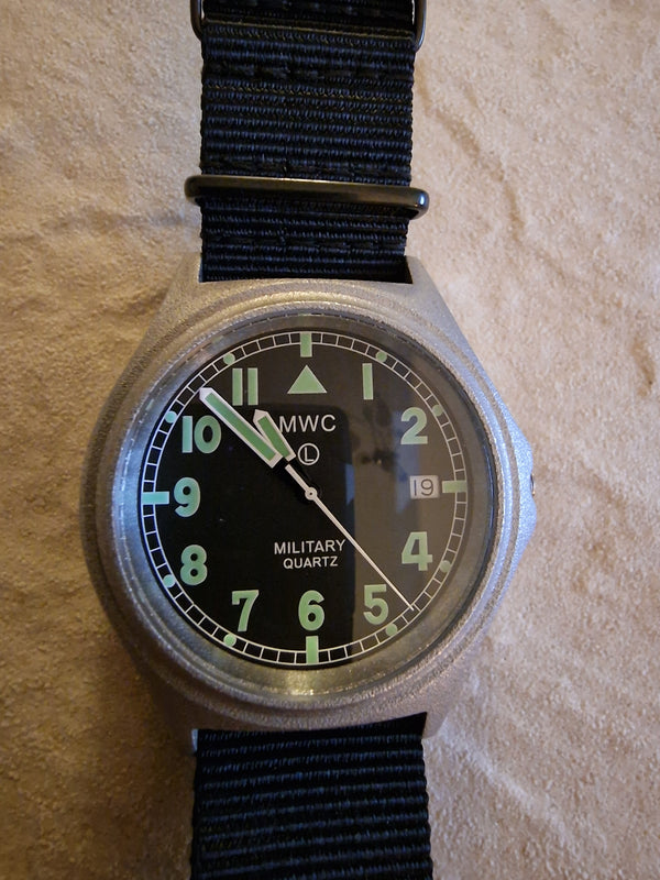 MWC G10 100m Water resistant Military Watch in Stainless Steel Case (Looks Very New but Crown Missing)