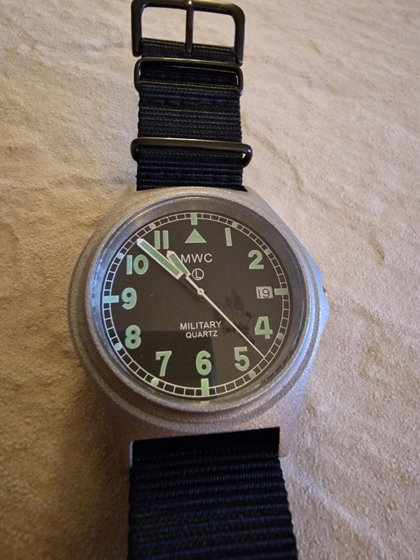 MWC G10 100m Water resistant Military Watch in Stainless Steel Case (Looks Very New but Crown Missing)