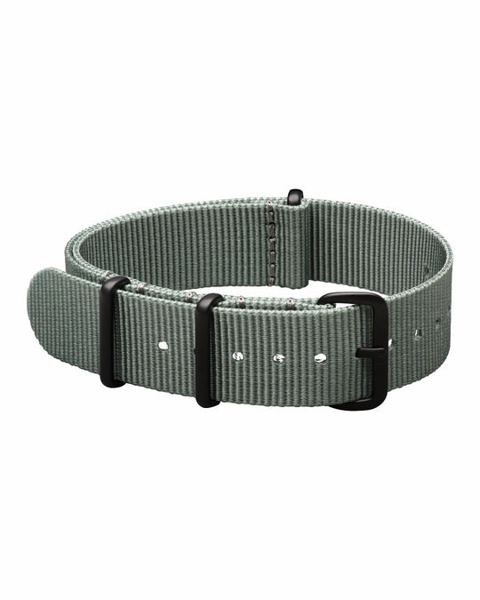 20mm Grey NATO Watch Strap with PVD Black Stainless Steel Covert Buckles
