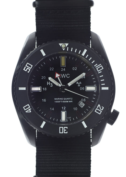 MWC "Submarine / Naval Crew Divers Watch" 500m (1,640ft) Water Resistant Dual Time Zone Military Watch in PVD Stainless Steel Case with GTLS and Helium Valve - We have 3 Brand New Watches Reduced from the 2024 Shot Show in Las Vegas