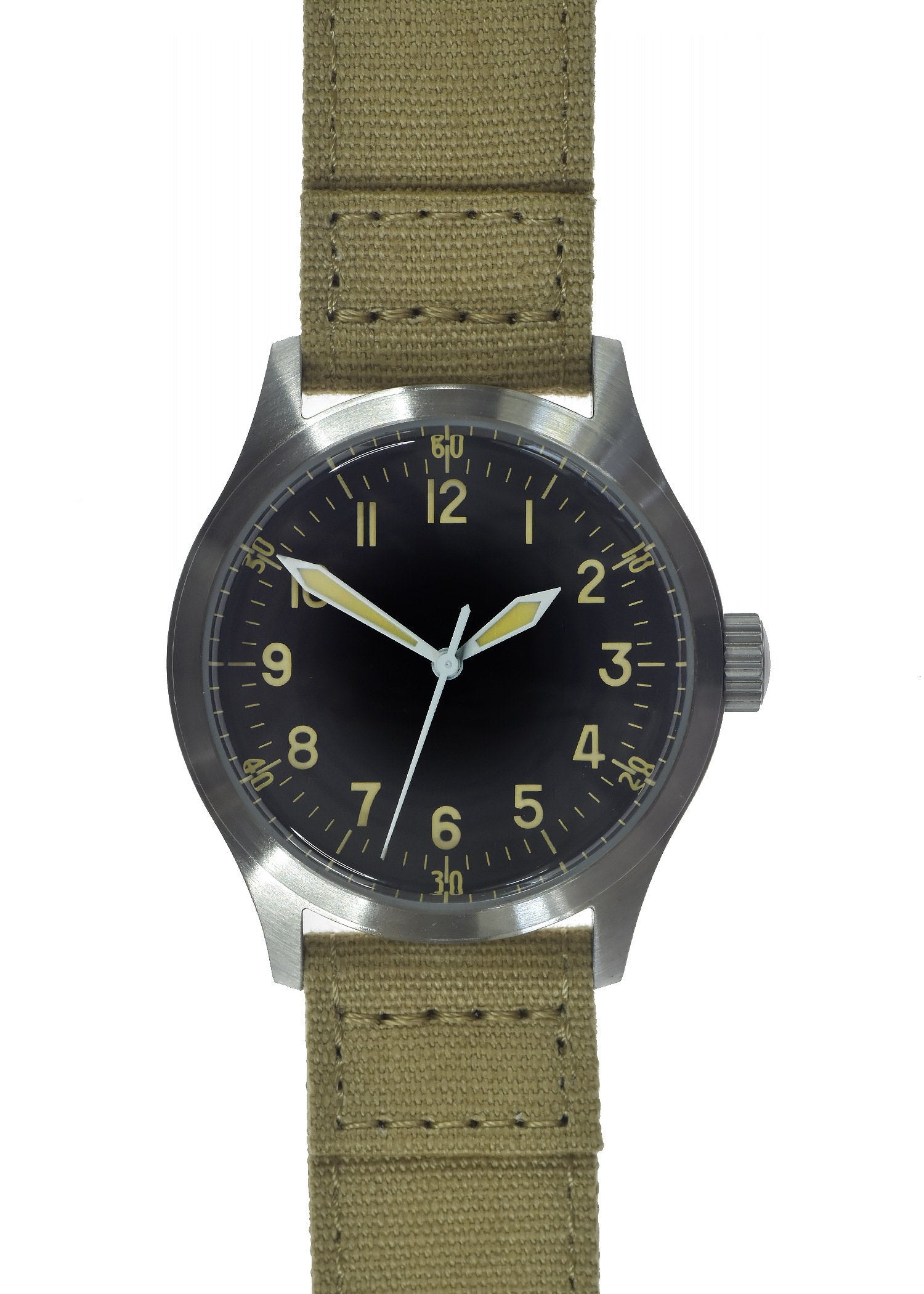 A-11 1940s WWII Pattern Military Watch (Automatic) Brushed Steel Finish with 100m Water Resistance and Sapphire Crystal