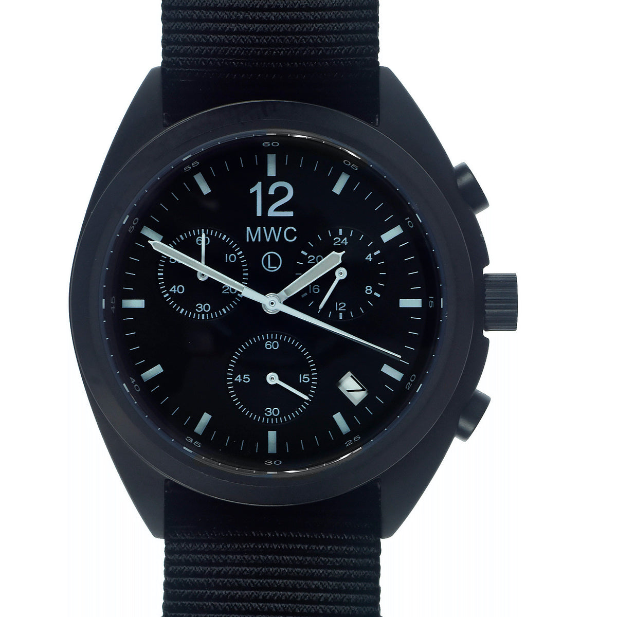 MWC Mechanical/Quartz Hybrid NATO Pattern Military Pilots Chronograph ...