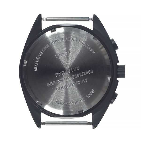 MWC Mechanical/Quartz Hybrid NATO Pattern Military Pilots Chronograph in Non Reflective Black PVD Finish with Sapphire Crystal