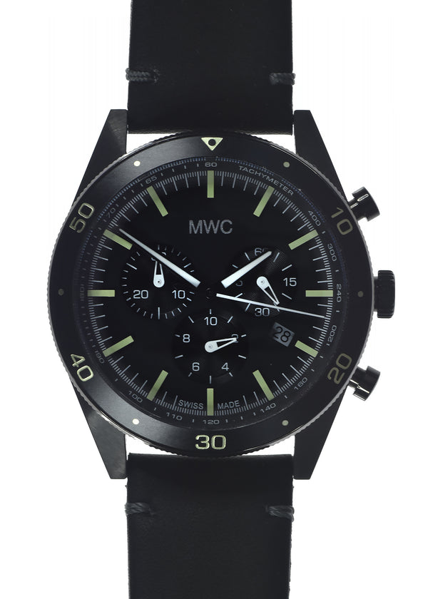 Limited Edition MWC 100m Water Resistant Swiss Airline Pilots Chronograph (Covert PVD Finish)