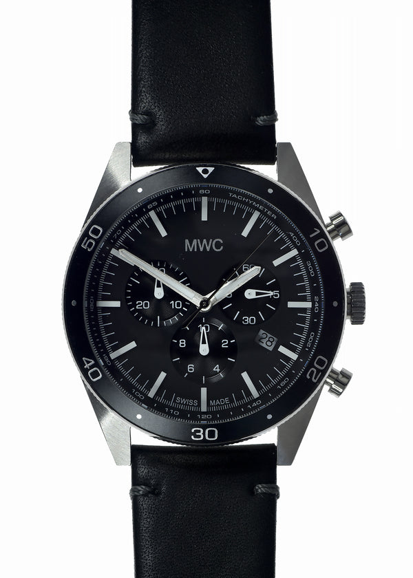 Limited Edition MWC 100m Water Resistant Stainless Steel Swiss Airline Pilots Chronograph