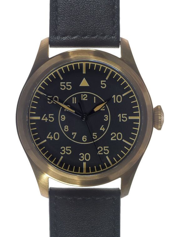 MWC Classic 46mm Limited Edition Bronze XL Luftwaffe Pattern Military Aviators Watch with Sapphire Crystal (Retro Dial Version)
