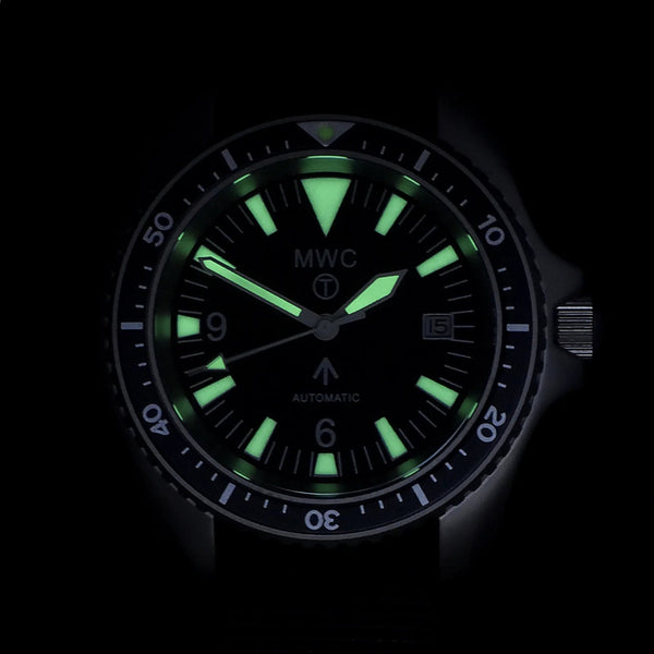 MWC 1999-2001 Pattern Automatic Military Divers Watch  - Retro Luminous Paint, Sapphire Crystal, 60 Hour Power Reserve - Needs the Crown Resetting