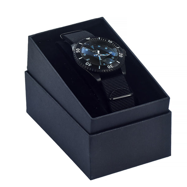 MWC 24 Jewel 1982 Pattern 300m Automatic Military Divers Watch in Black PVD with a Sapphire Crystal on a NATO Webbing Strap - Ex Display Watch Save 50%