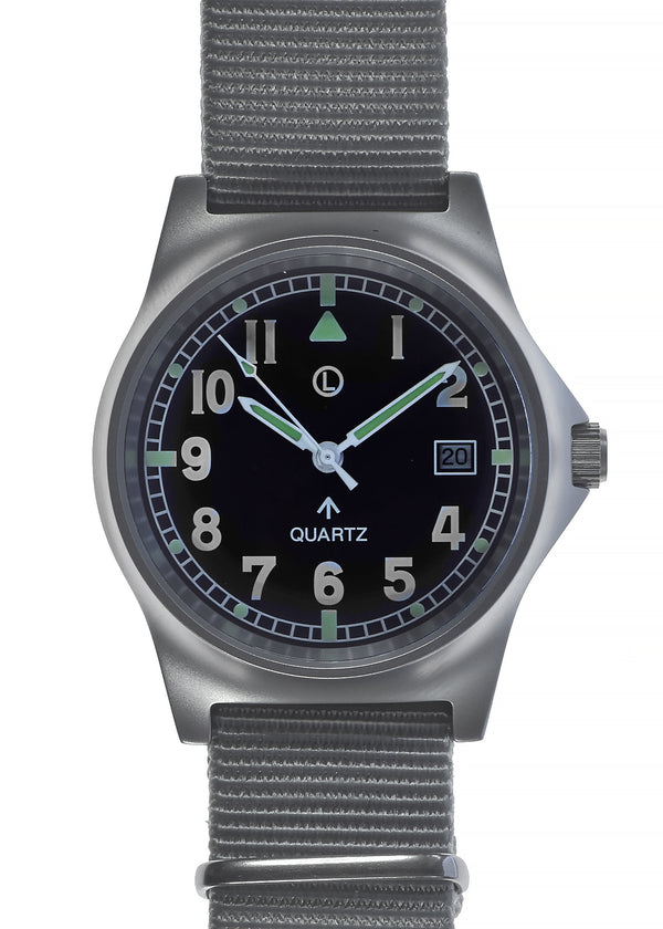 MWC G10 LM Stainless Steel Military Watch on a Grey NATO Strap (Sterile Dial and Plain Caseback For Personalisation)