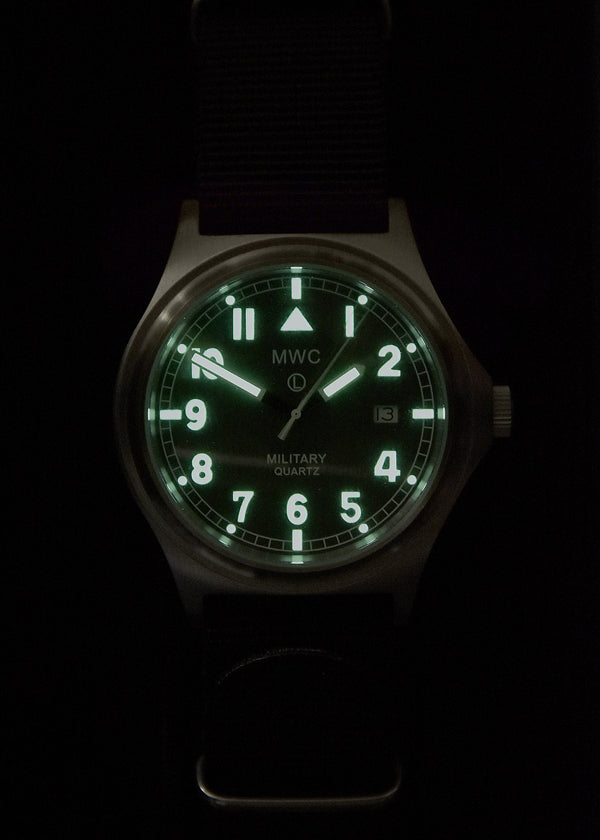 MWC G10 100m Water resistant Military Watch in Stainless Steel Satin Finish Case with Screw Crown and Ten Year Battery Life - Ex Display Watch Reduced