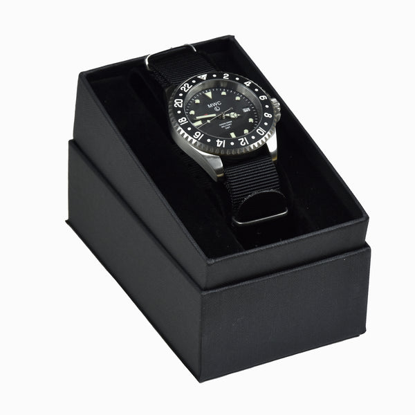 MWC Stainless Steel GMT (Dual Time Zone) Military Watch with Sapphire Crystal and Ceramic Bezel on NATO Strap (Ex Display Watch)