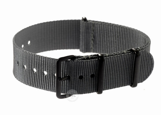 20mm Grey NATO Watch Strap with PVD Black Covert Buckles