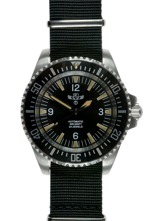 Military Industries Early 1980s Pattern Automatic 24 Jewel Stainless Steel Divers Watch - Ex Display Watch from a Trade Show Under Half Price!