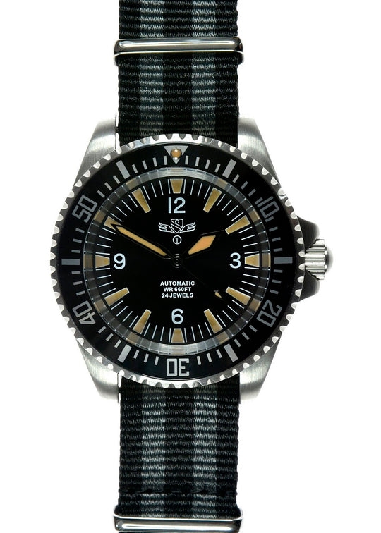 Military Industries Early 1980s Pattern Automatic 24 Jewel Stainless Steel Divers Watch - Ex Display Watch from a Trade Show Under Half Price!