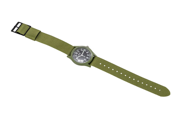 MWC Classic 1960s/70s Pattern Olive Drab European Pattern Military Watch on Matching Strap