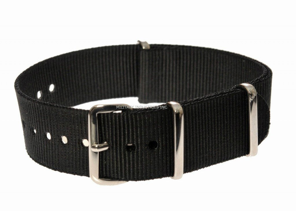 Black Ballistic Nylon NATO Military Watch Strap (Sizes Available 18mm - 24mm)