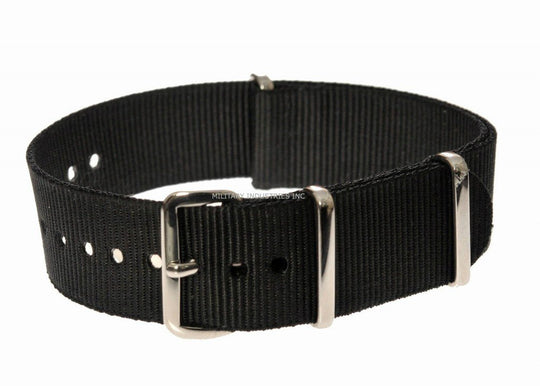Black Ballistic Nylon NATO Military Watch Strap (Sizes Available 18mm - 24mm)