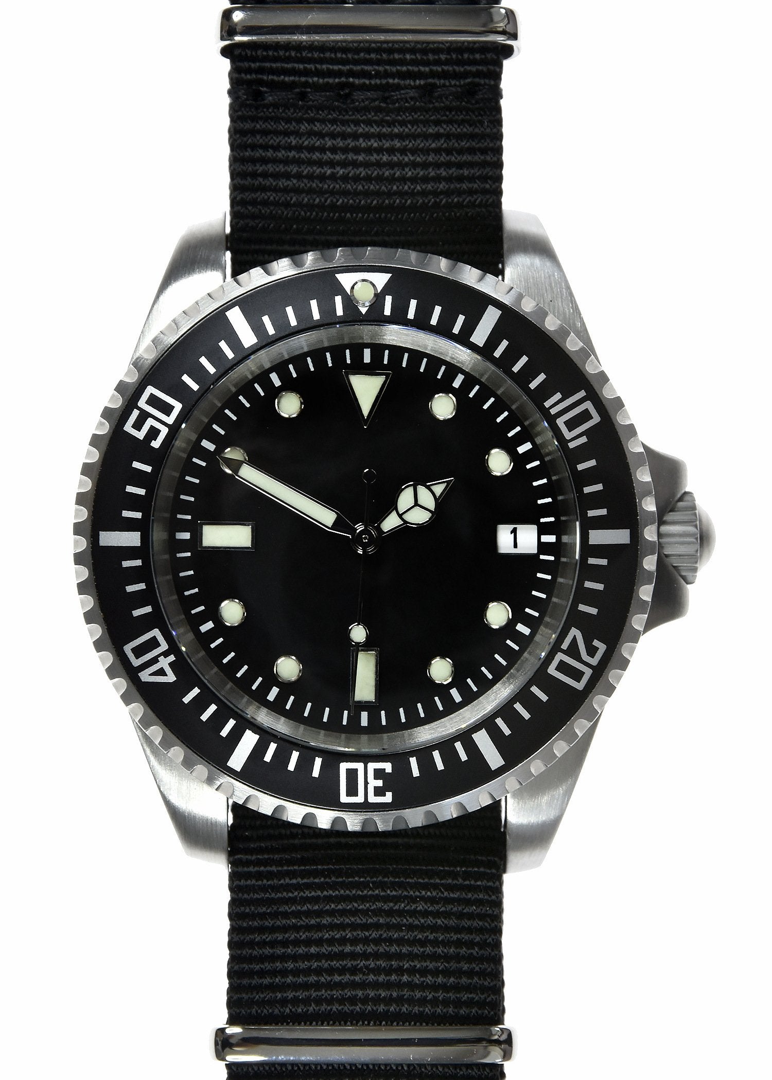 1982 Pattern 300m Water Resistant Military Divers Watch With Date Window (Automatic) - mEx Display Watch from a Trade Show