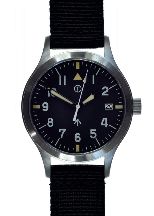 Military Industries W10 Stainless Steel 1950's Pattern 100m Water Resistant Automatic Military Watch with Sapphire Crystal and Date Window