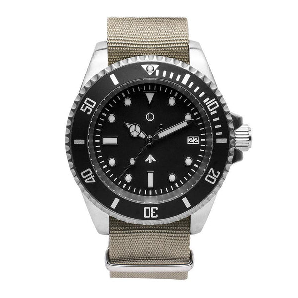 MWC 24 Jewel 300m Automatic Military Divers Watch with Sapphire Crystal and Ceramic Bezel on a NATO Webbing Strap