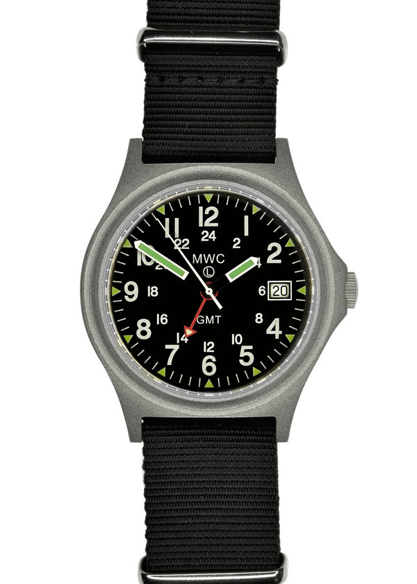 MWC GMT 100m Water resistant Military Watch in Stainless Steel Case with Screw Crown