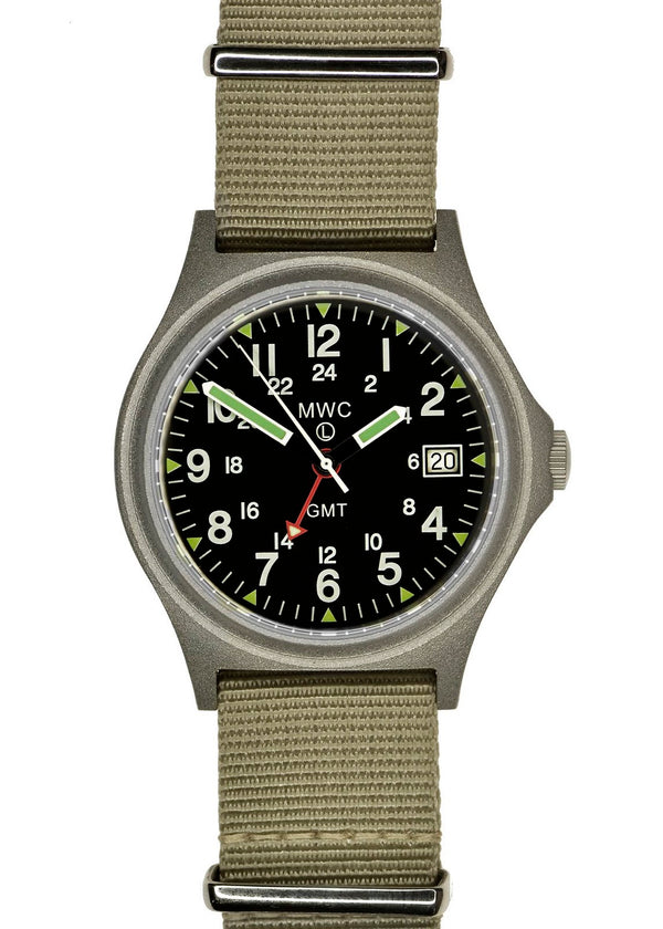 MWC GMT 100m Water resistant Military Watch in Stainless Steel Case with Screw Crown