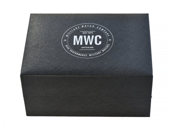 Brand New Current Pattern MWC Watch Box which takes one watch and two additional straps