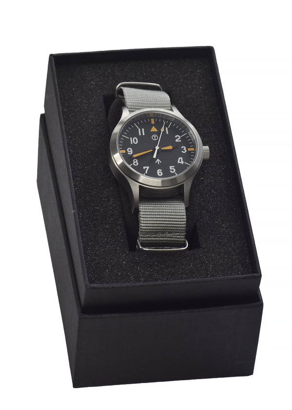 MWC Mk III Stainless Steel 1950's Pattern 100m Water Resistant Automatic Military Watch with Retro Dial and Sapphire Crystal