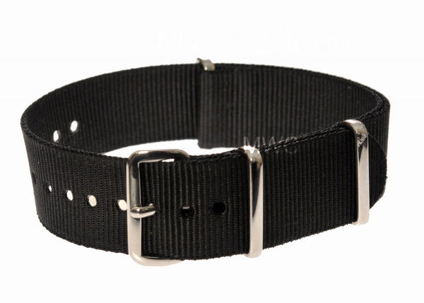 18mm Black NATO Military Watch Strap