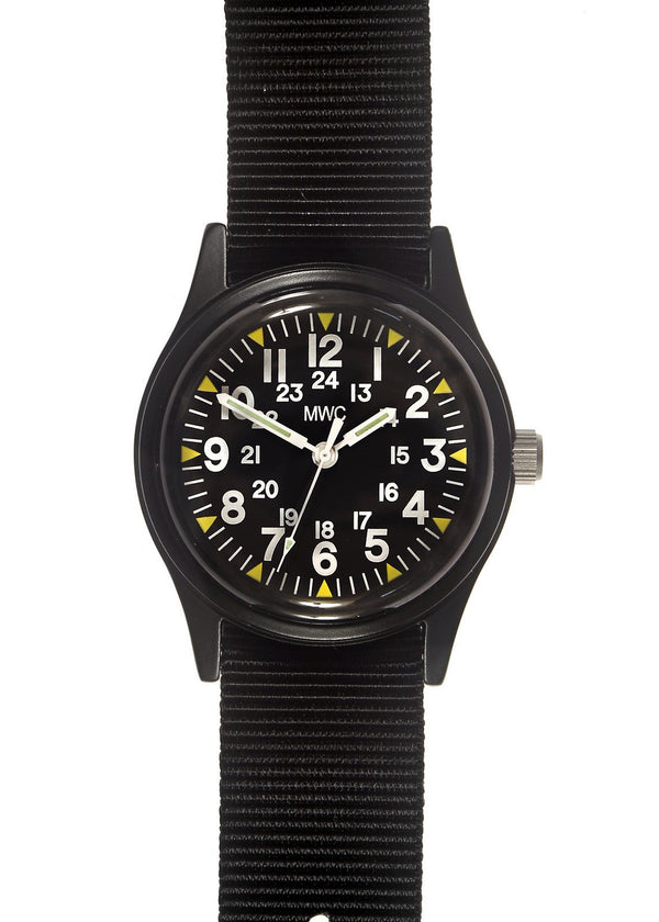 MWC Classic 1960s/70s Pattern Black Vietnam Watch on Webbing Strap (New Ex Display Watch from Trade Show)
