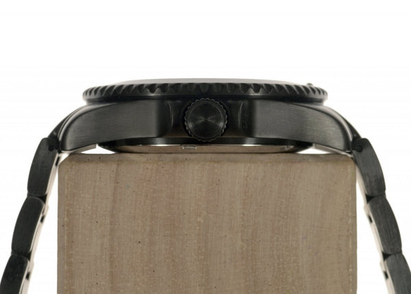 MWC GMT 300m Water Resistant Dual Timezone Military Watch in Black PVD Steel on Matching Bracelet
