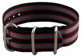 18mm black, Red and Grey Zulu Military Watch Strap