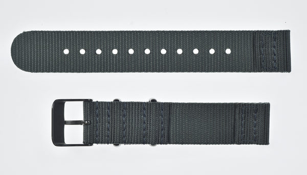 2 Piece 18mm Grey NATO Military Watch Strap in Ballistic Nylon with Stainless Steel Fasteners