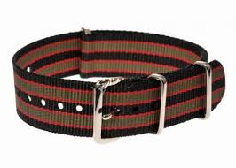 18mm Black, Red and Olive Green NATO Military Watch Strap