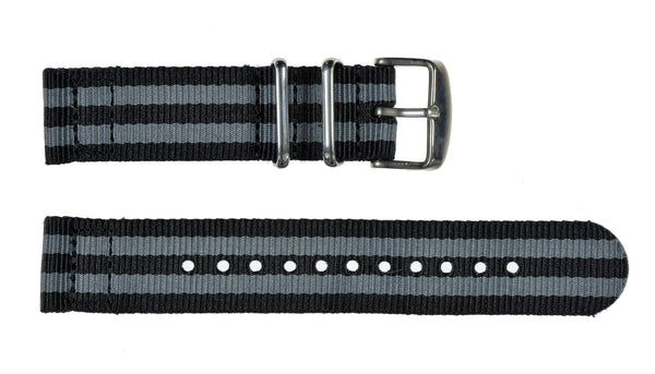 2 Piece 16mm "James Bond" Pattern NATO Military Watch Strap in Ballistic Nylon with Stainless Steel Fasteners