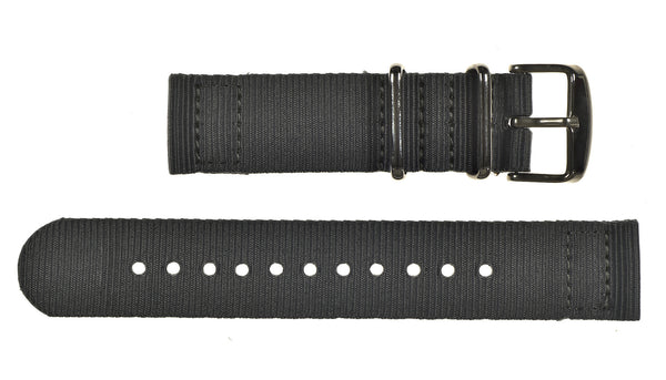 2 Piece 20mm Grey NATO Military Watch Strap in Ballistic Nylon with Stainless Steel Fasteners