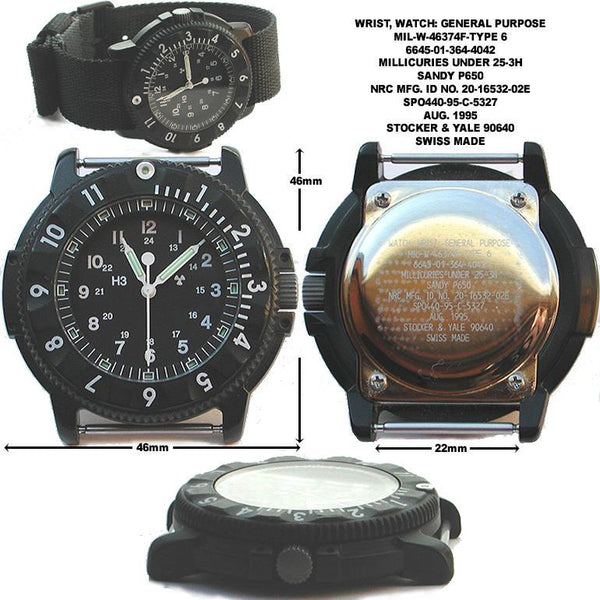 MWC P656 Tactical Series Watch with GTLS Tritium, 10 Year Battery Life Ronda 715li MovementMovement and Sapphire Crystal- Looks New