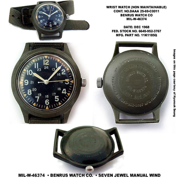 MWC Classic 1960s/70s European Pattern Military Watch on an Olive Military Webbing Strap