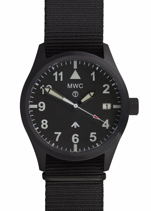 MWC Classic 40mm Covert Black PVD Steel Aviator Watch with 24 Jewel Automatic Movement and 100m Water Resistance