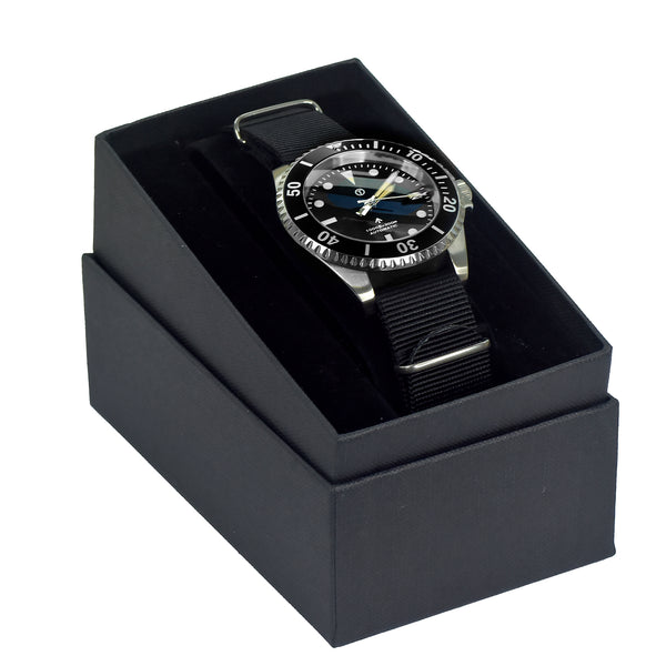 MWC 24 Jewel 1980s Pattern 300m Automatic Military Divers Watch with Sapphire Crystal and a Black and a Grey NATO Strap - Last One Reduced