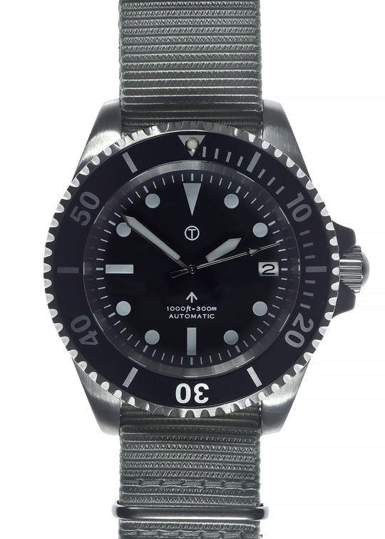 MWC 24 Jewel 1980s Pattern 300m Automatic Military Divers Watch with Sapphire Crystal and a Black and a Grey NATO Strap - No Fault Apparent Running Fine During a Four Hour Test
