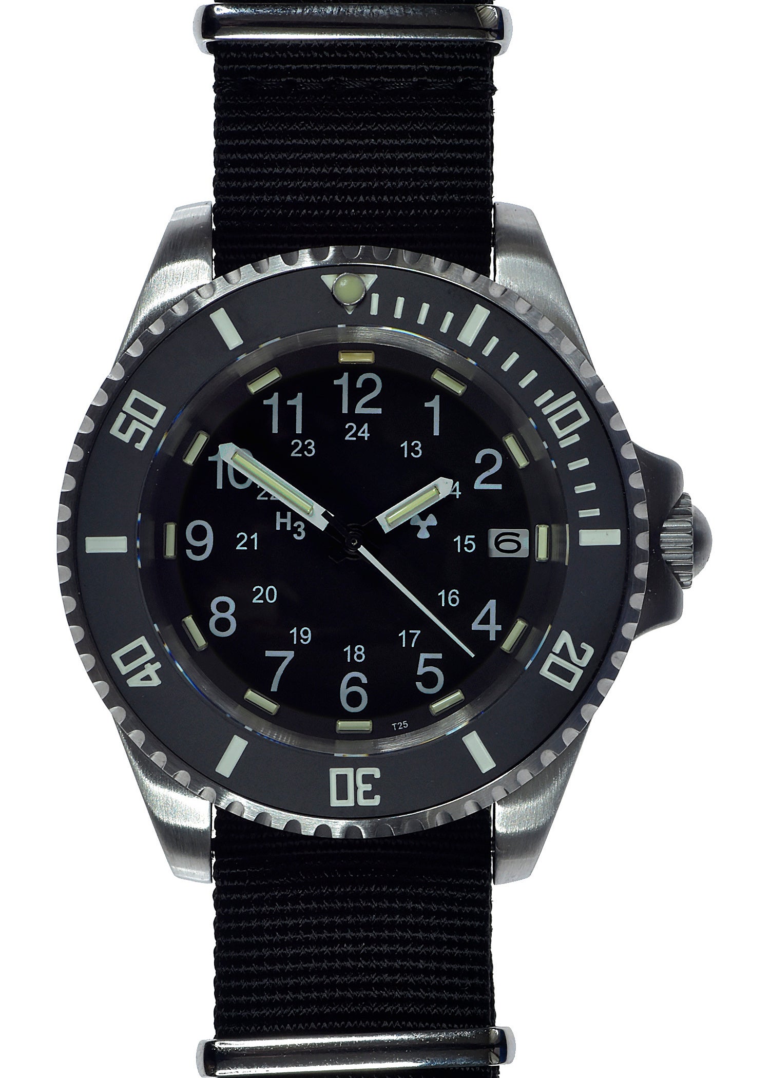 MWC 24 Jewel 300m Automatic Military Divers Watch with Tritium GTLS, Sapphire Crystal and Ceramic Bezel - Ex Display Model from a Trade Show - Reduced to Under Half Price!