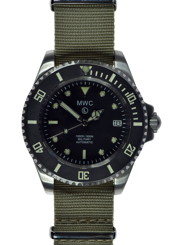 MWC 21 Jewel 300m Automatic Military Divers Watch with Sapphire Crystal and Ceramic Bezel on a NATO Webbing Strap