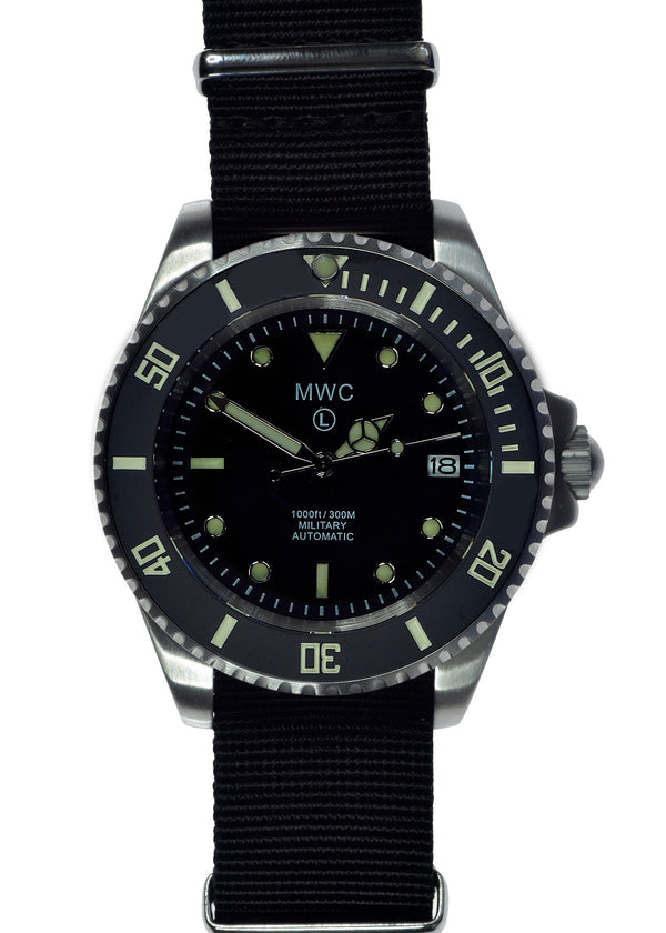 MWC 21 Jewel 300m Automatic Military Divers Watch with Sapphire Crystal and Ceramic Bezel on a NATO Webbing Strap