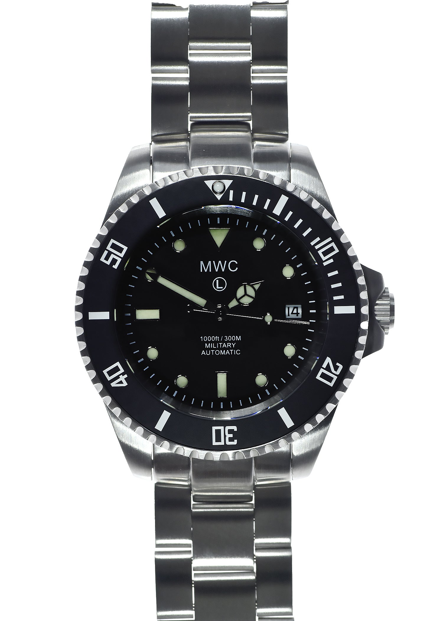 MWC 21 Jewel 300m Automatic Military Divers Watch with Sapphire Crystal and Ceramic Bezel on a Steel Bracelet (2 Remaining 2021 Models Reduced)
