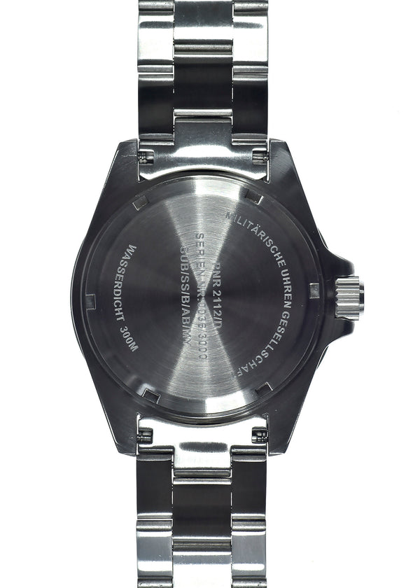 MWC 21 Jewel 300m Automatic Military Divers Watch on Bracelet with Tritium GTLS, Sapphire Crystal and Ceramic Bezel