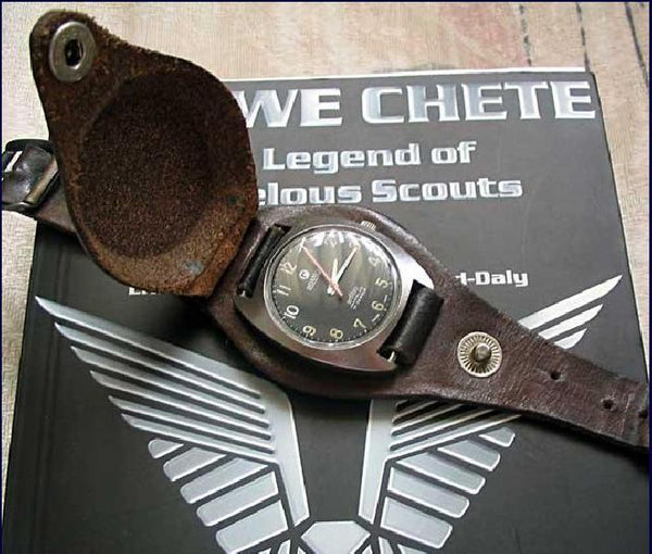20mm Brown 1950s Pattern Leather Military Watch Strap with Protective Face Cover - SAVE 70% SURPLUS STOCK REDUCED TO CLEAR