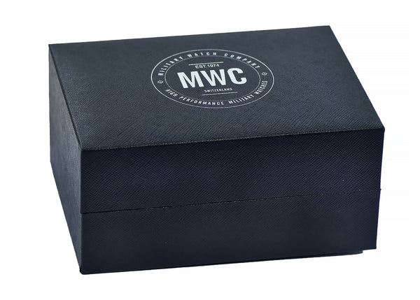 Brand New Current Pattern MWC Watch Box which takes one watch and two additional straps